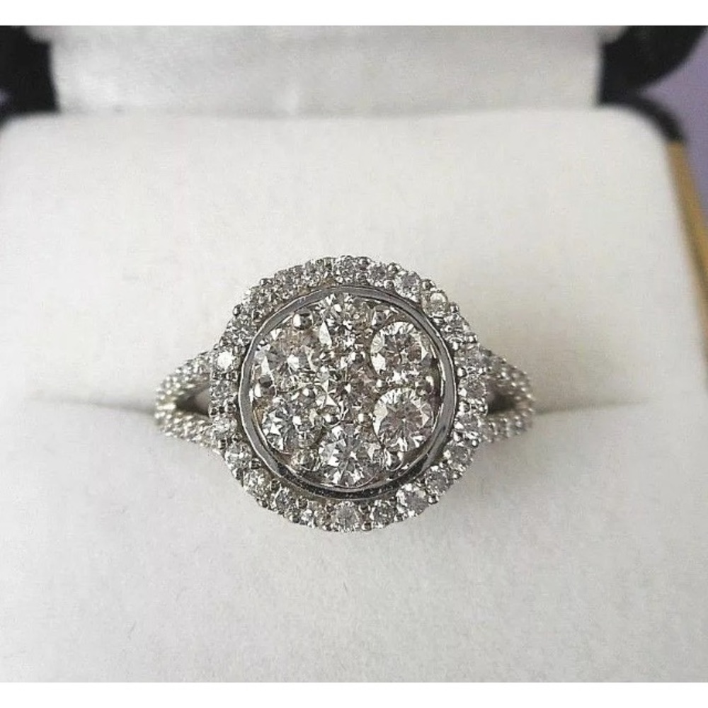 1.20 carat 14k white gold diamond cluster ring